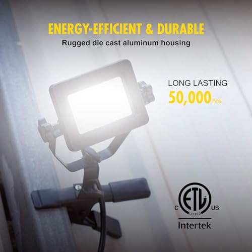 1200 Lumens Portable LED Clamp Work Light with 5ft 120V AC/60Hz Power Plug, Lightweight Design, Suitable for Wet Location, 10 Watts, 5000K Daylight, ETL Certified, 2pack - color: Black-2