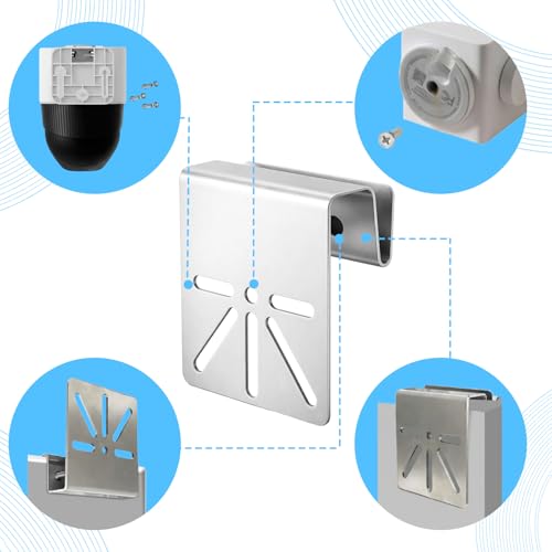 2 Pcs Standard Size Gutter Mount Stainless Steel Bracket No-Drill Anti-Rust Solar Security Camera Holder with Stainless Screws Gutter Mount for Security Camera Outdoor Use