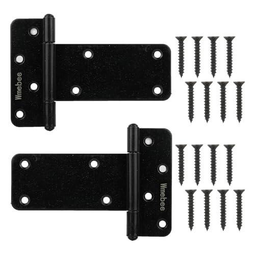 5in T-Strap Shed Door Hinges,260 Lbs Capacity,2 Pack Heavy Duty Tee Hinge, T-Gate Hinges, Gate Strap Hinges, Black Wrought Hardware for Wooden Fences, Barn Door, Shed Doors (Patent Pending) - color: Black, size: 5 in -2 pcs