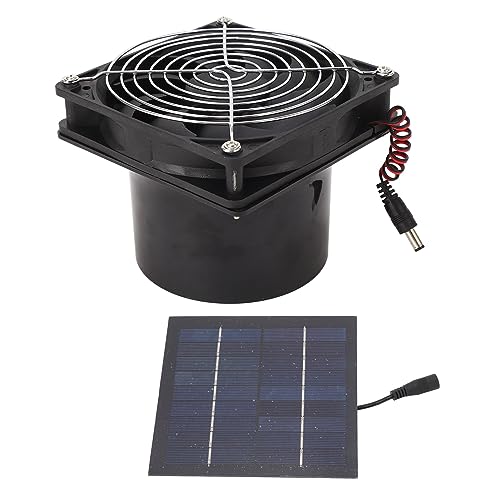 Fafeicy Solar Exhaust Fan, ABS Monocrystalline Silicon Pet Solar Ventilation Fan 50W 5 to 12V 3000 RPM Wall Mounted for Attic Greenhouse Chicken Coop Pet House