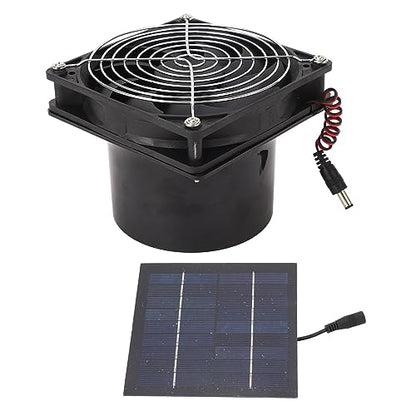 Fafeicy Solar Exhaust Fan, ABS Monocrystalline Silicon Pet Solar Ventilation Fan 50W 5 to 12V 3000 RPM Wall Mounted for Attic Greenhouse Chicken Coop Pet House