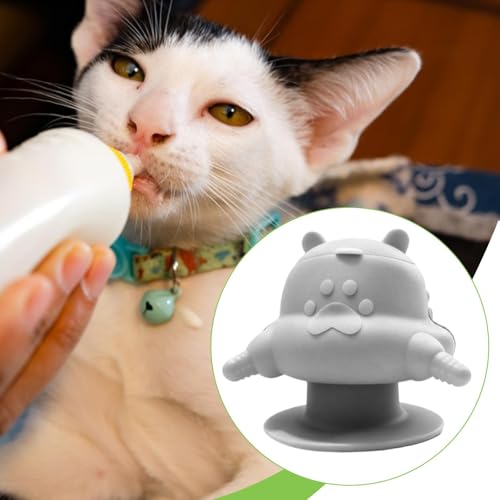 Puppy Feeder with Four Silicone Nursing Bottle Feeding Station Bowl Dispenser Multifunctional and Easy Cleaning Suitable for Breeders Pet, Gray - color: Gray