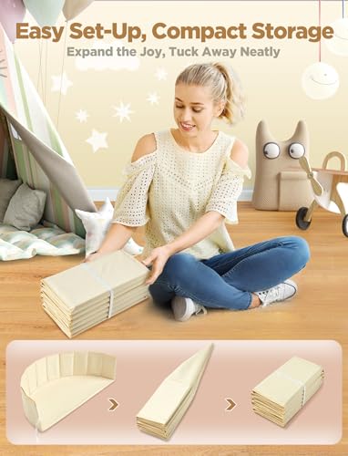 Hikiddy Large Ball Pit for Toddlers - 44 in Baby Ball Pit with Pop-Up Playmat, Foldable Kids Ball Pool, Dog Play Pit, Indoor and Outdoor Use, Hold Over 1000 Balls, Balls Not Include (Beige) - color: Beige