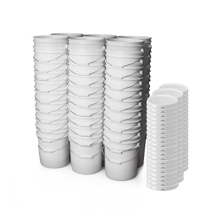 ePackageSupply 5 Gallon Bucket - Food Grade w/Lid BPA-Free,60 Pack - White | Airtight Gasketed Tear Strip Lid, Heavy-Duty 90 Mil HDPE Plastic Pail, Bulk Storage, Food Safe Durable Container, Made in USA - color: White, size: 60 Packs