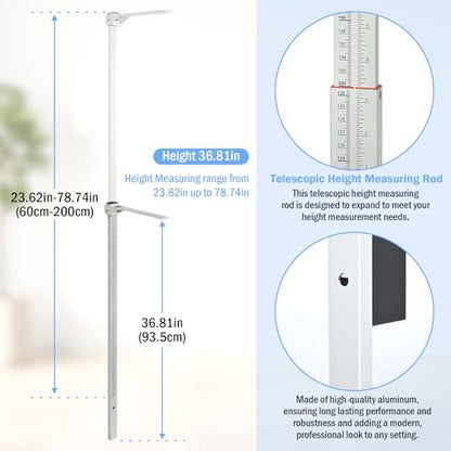 tonchean Height Measurement for Wall, Medical Wall Mount Stadiometer for Kids & Adults Aluminum Height Measurement Tool Accurate Scale Telescopic Height Measuring Rod, 23.6-78.7 in/60-200 cm