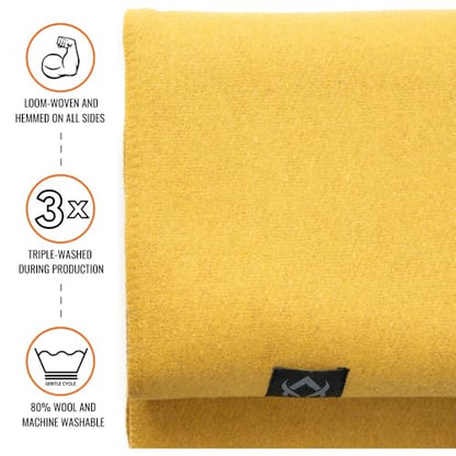 Arcturus Military Wool Blanket - Warm, Thick, Washable - Great for Outdoors, Camping, Stadium Blanket, Picnics, Travel - Car & Bushcraft Survival Kits - color: Gold
