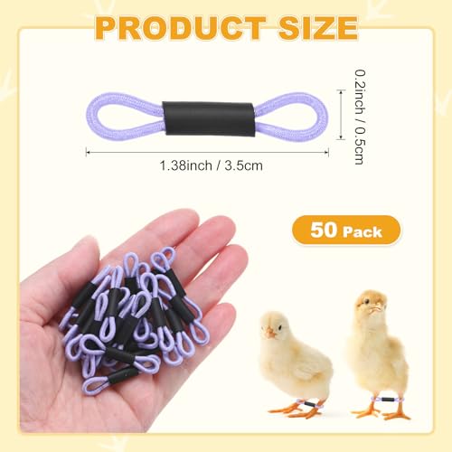M METERXITY 50-Pack Adjustable Chick Leg Bands, 1.38" x 0.2" Polyester Chicken Leg Brace for Chicks/Ducks/Birds [Light Purple] Poultry Leg Bands - color: LightPurple