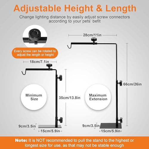 Simple Deluxe Reptile Light Stand Adjustable 14-26 inch Floor Lamp Holder, Metal Bracket for Reptile Tank & Terrarium Heating Light - size: Lamp Stand S
