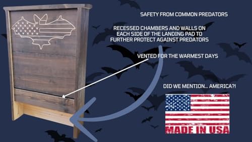 Made in USA- XL Brown Stained Pine Bat House, 3 Chamber Bat Box, Easy-to-Install Wooden Bat House Kit, Weather-Resistant Bat Houses for Outdoors, with Mounting Screws - Applewood Outdoor - style: XL 3 Chamber Brown
