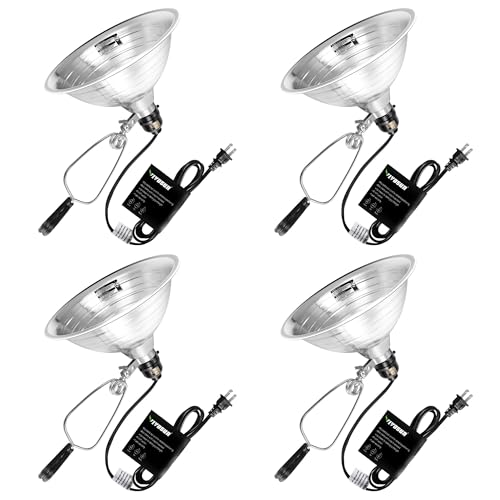 VIVOSUN 4 Pack Clamp Lamp Light with Detachable 8.5 Inch Aluminum Reflector up to 150 Watt E26 Socket (No Bulb Included), 6 Feet Cord, UL Listed - size: 8.5 Inch-4 Pack