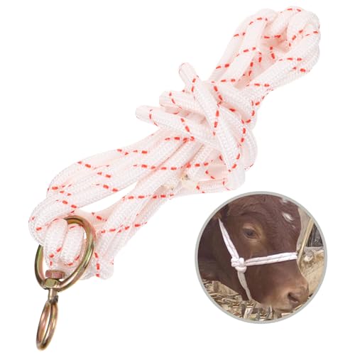 Rope Cattle Halter Leading Rope Handmade Braided Cattle Bridle Wear-Resistant Traction Adjustable Size for Livestock Handling