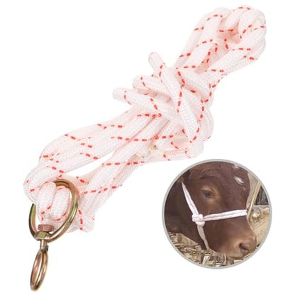Rope Cattle Halter Leading Rope Handmade Braided Cattle Bridle Wear-Resistant Traction Adjustable Size for Livestock Handling