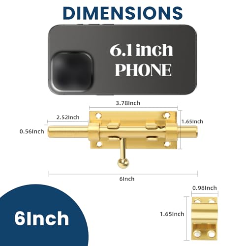 Alise Slide Lock SUS304 Stainless Steel Gate Latch, Slide Bolt Latch,Thickened Heavy Door Latch Lock,6 Inch Black Barrel Bolt Latch, Security Slide Latch Lock Gold - color: Gold, size: 6 Inch (Regular)