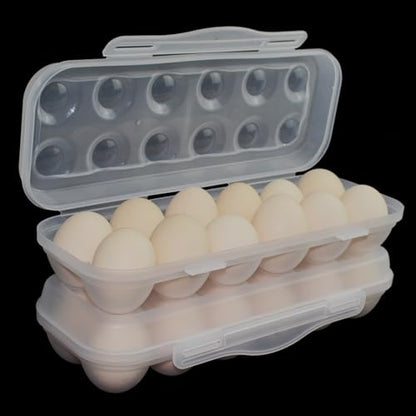 12 Grid Egg Container, 2 Packs Egg Holder Plastic Egg Storage Box Egg Organizer for Fridge Portable Egg Tray with Lid for Refrigerator Camping Hiking Outdoor Activities (12 Counts-2 Packs) - style: 12 Counts-2 Packs