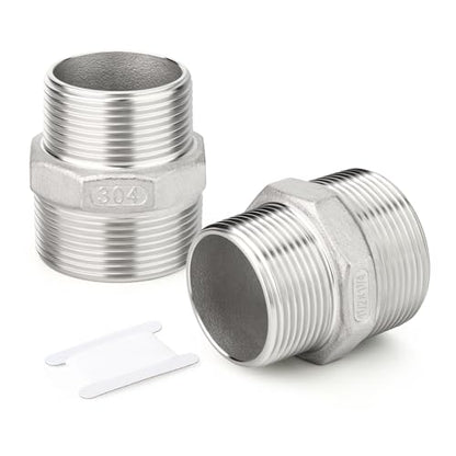 TAISHER 2PCS Cast 304 Stainless Steel Hex Nipple, Reducer Pipe Fitting 1-1/2" NPT Male x 1-1/4" NPT Male - size: 1-1/2" NPT x 1-1/4" NPT