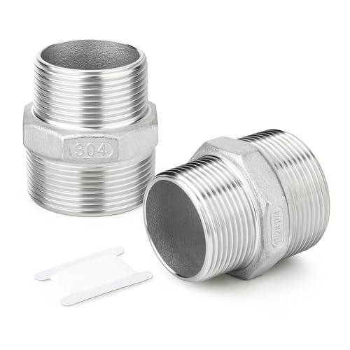 TAISHER 2PCS Cast 304 Stainless Steel Hex Nipple, Reducer Pipe Fitting 1-1/2" NPT Male x 1-1/4" NPT Male - size: 1-1/2" NPT x 1-1/4" NPT