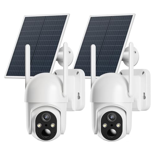ELYSOO 2 Pack 4G LTE Cellular Security Cameras, Solar Powered Outdoor Camera No WiFi Needed for Farm&Ranch, 2K Night Vision, 360° View, Built in SIM Card(Support Verizon/AT&T/T-Mobile) - White - color: White, size: 2Pack