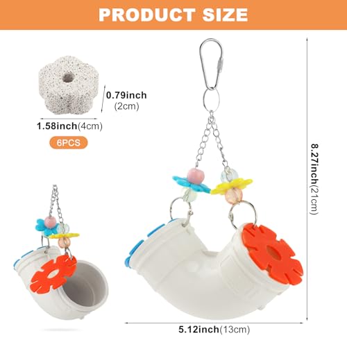 Rat Foraging Toy for Various Treats, Hanging Puzzle Slow Feeder with Beads, Flowers and 6 Plum Blossom Teeth Grinding Stones, for Rat, Mice & Parakeets