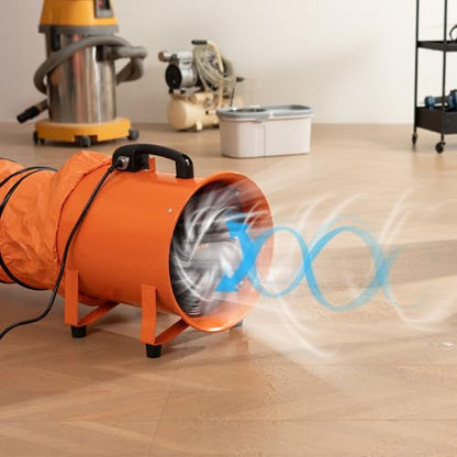 VEVOR Air Mover Blower Fan 10 Inch, 1893CFM 380W with 33ft Flexible Duct, Industrial Portable Ventilator Blower/Exhaust - size: 10in-33ft