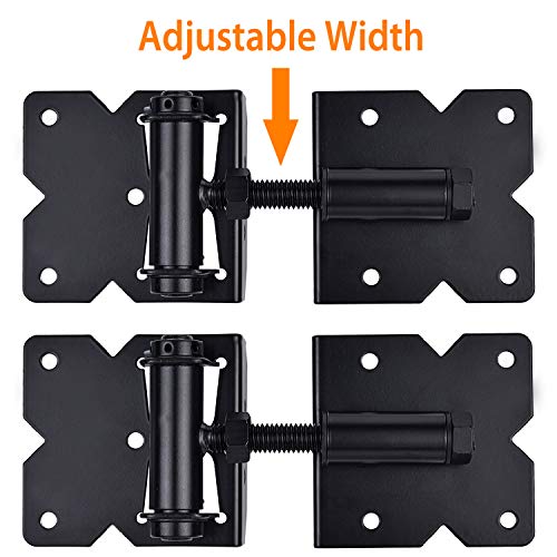Self Closing Gate Hardware Hinges Heavy Duty for Wooden/Vinyl/PVC Fences,90 Degree Adjustable, with Installation Screws and Swing Adjuster Tool,2 Pack/Set,Black - color: Black