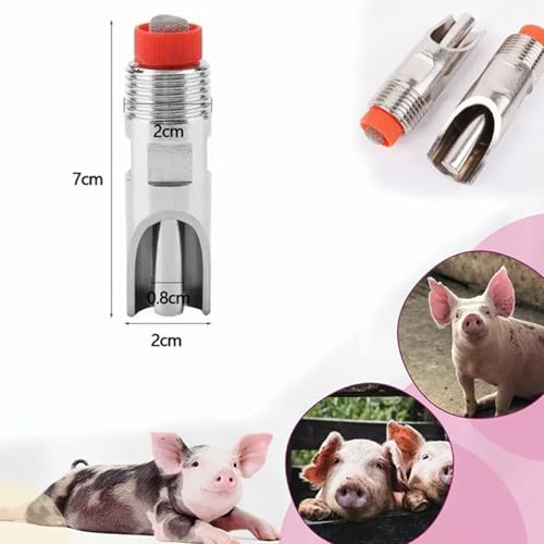 10 Pcs Stainless Steel Nipple Waterer for Cattle Horses Pigs Sows Dogs, Automatic Watering Drinker, with Brass Tips, Leak Prevention, Suitable for Large Animals, Easy to Use
