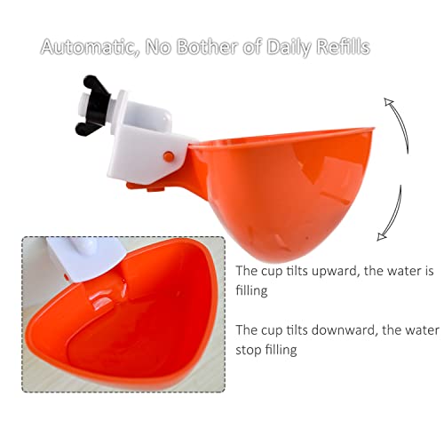 Large Chicken Waterer Feeder Automatic DIY Chicken Water Cups for Chick Duck Quail Poultry Waterer Kit (Orange)