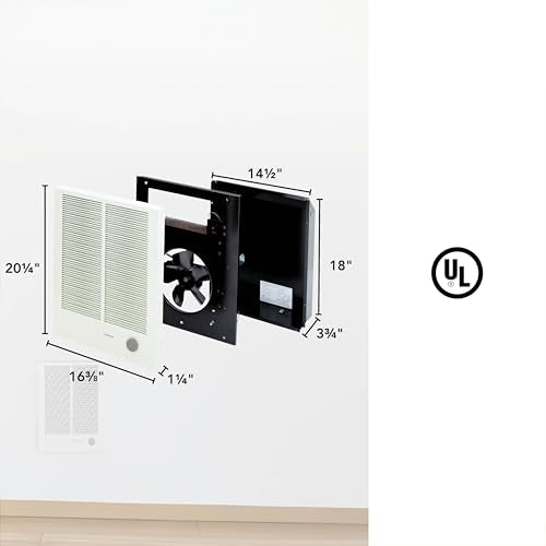 Broan-NuTone 194 High Capacity Wall Heater, White Painted Grille, 3000/1500 Watt 240 VAC, Covers 300 sq. ft. at Factory Wired Voltage - style: 3000/1500 Watt