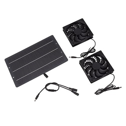 EVGATSAUTO Solar Powered Fan, ABS Monocrystalline Silicon Dual Exhaust Ventilation Fan Kit 10W 12V 0.8A Wall Mounted for Chicken Coops Greenhouses Sheds