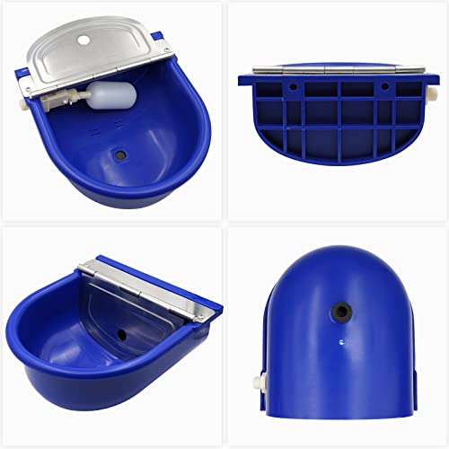 MINYULUA Automatic Waterer Bowl Large Horse Waterer with Float Valve and Drain Plug Automatic Water Feeder Dispenser Bowl for Sheep Dog Horse Cow Pig Plastic (Dark Blue) - color: dark blue