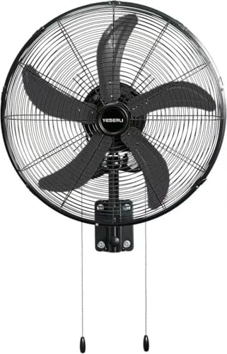 20 Inch Oscillating Wall Mount Fan, High Velocity Commercial Wall Mounted Fan with 3 Speeds, 5000 CFM & 1700 RPM, Heavy Duty Outdoor Wall Fan for Garage, Patio, Warehouse & Workshop, Black - size: 20-Inch