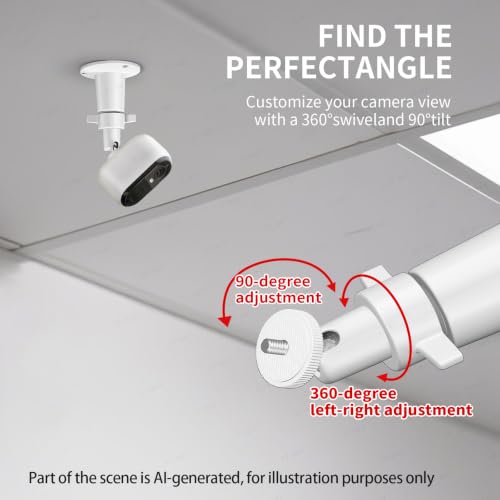 Adjustable Security Camera Mount Compatible with Arlo, Arlo Pro | Universal Mounting Bracket Indoor and Outdoor Wall/Ceiling Mount with 1/4 Screw Head (2 Pack, White)
