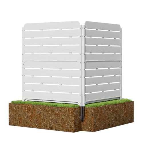 ZZM White Privacy Fence Panels (2 Panels) Outside Decorative Air Conditioner Fences Trash Can Fence Pool Equipment Enclosure Hide Backyard Screen Fence - color: White 2 Panels
