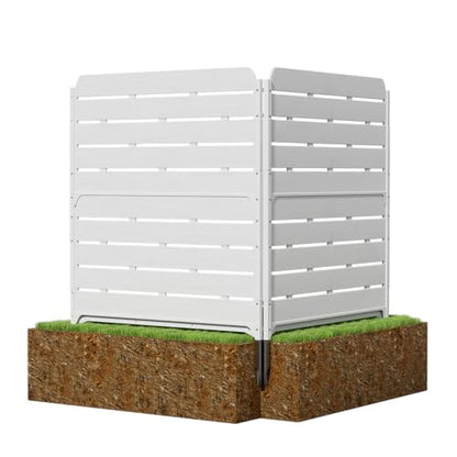 ZZM White Privacy Fence Panels (2 Panels) Outside Decorative Air Conditioner Fences Trash Can Fence Pool Equipment Enclosure Hide Backyard Screen Fence - color: White 2 Panels