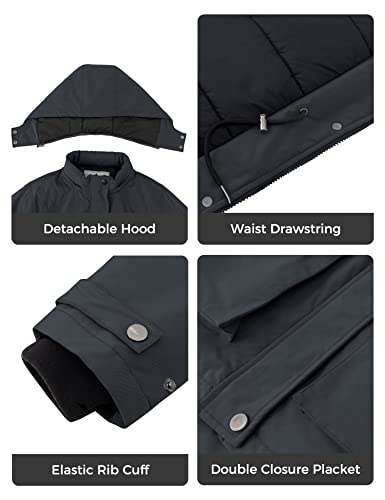 WenVen Women's Waterproof Winter Coats Warm Thicken Puffer Jackets with Detachable Hood - color: Grey, size: X-Large