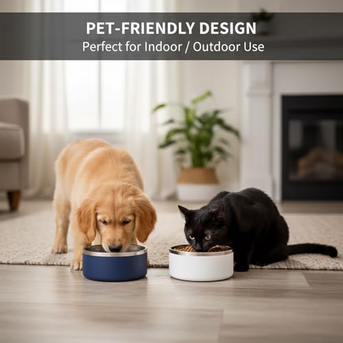 Dog Bowls, Stainless Steel Dog Food and Water Bowl for Small to Large Breed, Anti-Slip, Dishwasher Safer, Rust-Resistant, Easy to Clean, Weighted Durable Metal Bowl (Navy, 40 oz) - color: Navy, size: 40 oz