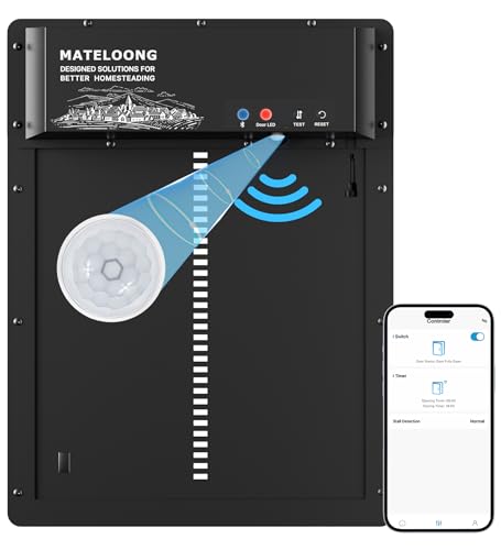 Automatic Chicken Coop Door w/App Timer & Remote Control, Solar/Grid Operated, Motion Sensor for Anti-Pinch, Aluminum Plug & Play Electric Door for Poultry，Waterproof Design