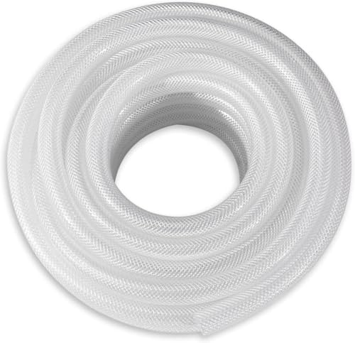 DAVCO 3/4" ID × 5 ft Clear Braided Plastic Vinyl Tubing Flexible High Pressure Reinforced PVC Hose - size: 3/4"ID, style: 5 Feet