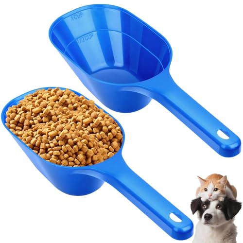 Dog Food Scoop, 1 Cup Pet Food Scoop With Measuring Lines (blue) - color: Blue