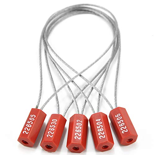500 Wire Security Seals Numbered Steel Cable Seals Wire Tamper Seals Metal Wire Seals Steel Cable Tie Seals Pull Tight Cable Seal (Red) - color: Red, size: 500 Pcs