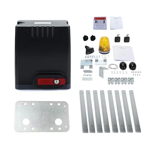 Sliding Gate Opener Kit with AC110V/60HZ Motor for 1350lb 40ft Gate,Wireless Remote, Alarm Lamp and Infrared Sensor, Gear Rack Driven Automatic Gate Operator with 13.12ft Racks (DK1350) - size: DK1350