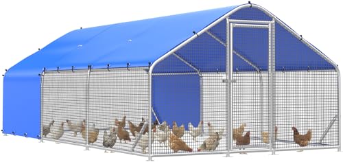 Sino Luban Metal Chicken Coop Run 17.8x8.9ft with Heavy Duty Hardware Cloth, Large Chicken Runs for Yard with Waterproof Cover, Outdoor Chicken Pen Enclosure, Walk-in Poultry Cage with Support Brace - size: 17.8x8.9 FT - Hardware Cloth