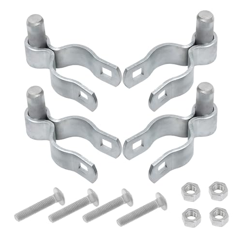 4 Pack 1-3/8" Chain Link Fence Frame Gate Post Hinge,Galvanized Steel Gate Hinge for Fence Posts, Chain Link Fence Parts for Farm Gate, Bolts & Nuts Included - size: 1-3/8" Male