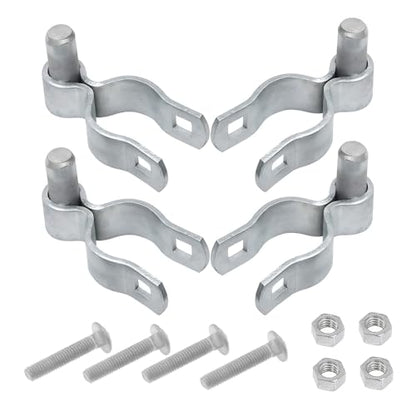 4 Pack 1-3/8" Chain Link Fence Frame Gate Post Hinge,Galvanized Steel Gate Hinge for Fence Posts, Chain Link Fence Parts for Farm Gate, Bolts & Nuts Included - size: 1-3/8" Male