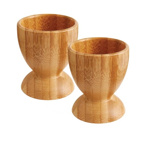 HIC Kitchen Egg Cup Holders, Natural Bamboo, For Soft Boiled and Hard Boiled Eggs, Set of 2 - style: Egg Cups, Bamboo, Set/2