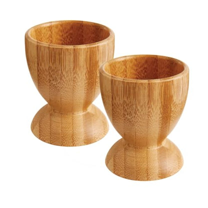 HIC Kitchen Egg Cup Holders, Natural Bamboo, For Soft Boiled and Hard Boiled Eggs, Set of 2 - style: Egg Cups, Bamboo, Set/2
