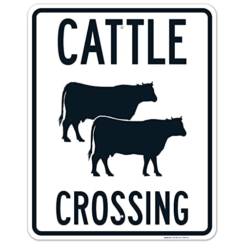 Cattle Crossing with Graphic Sign, 24x30 Inches, Rust Free .063 Aluminum, Fade Resistant, Made in USA - size: 24x30