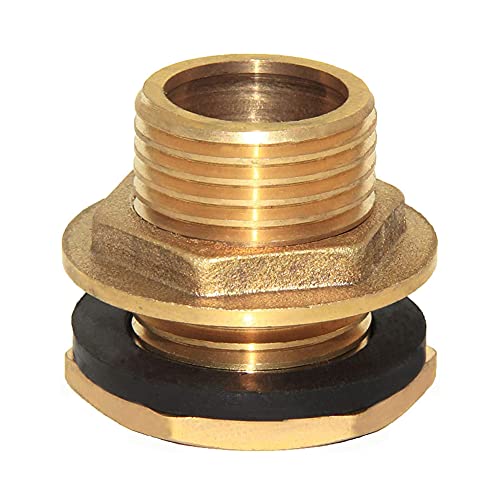 Joywayus 1/2" Male Thread Soild Brass Water Tank Connector Bulkhead Tank Fitting With Rubber Ring Stablizing - size: No Female - 1/2" Male