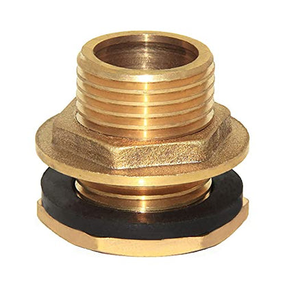 Joywayus 1/2" Male Thread Soild Brass Water Tank Connector Bulkhead Tank Fitting With Rubber Ring Stablizing - size: No Female - 1/2" Male