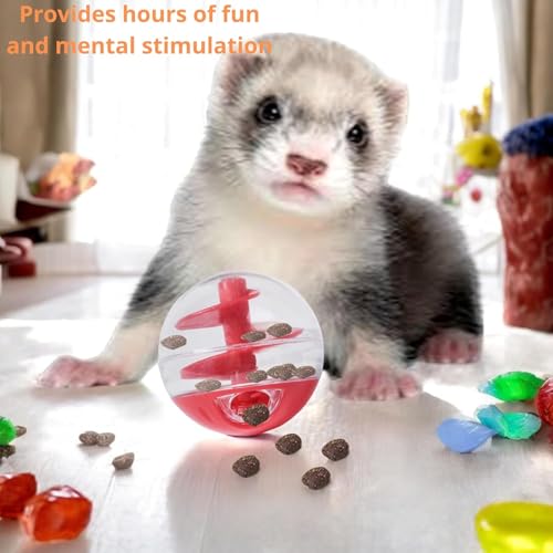 Ferret Interactive Toy Slow Feeding Dry Food Treat Balls Enrichment Toys for Small Animal Cats Guinea Pig Rat Chinchilla Hedgehog Bunny (1PC,Red) - size: 1PC