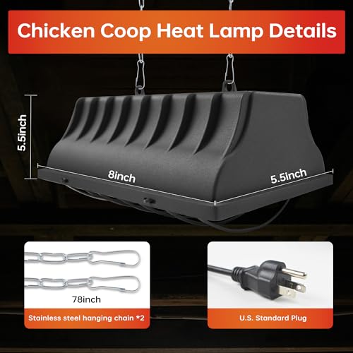 Chicken Coop Heater for Chicks,Brooder Heater with 2pcs Heat Lamp(250W and 175W),Adjustable Temp & Height Chicken Brooder Box Supplies for Chicken Livestock Dogs Sheep Pets - size: 1 Pack